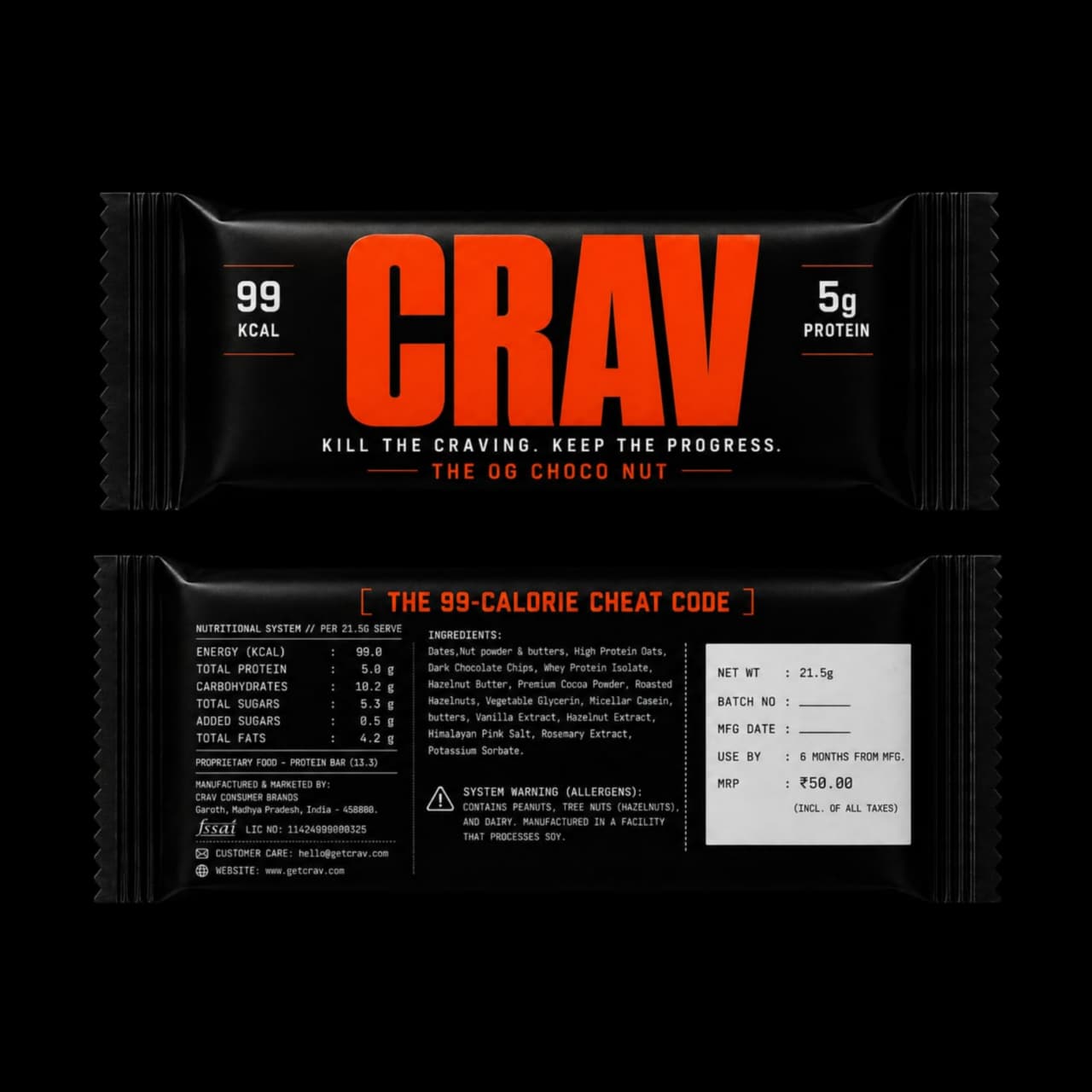 CRAV bar - wrapper front and back